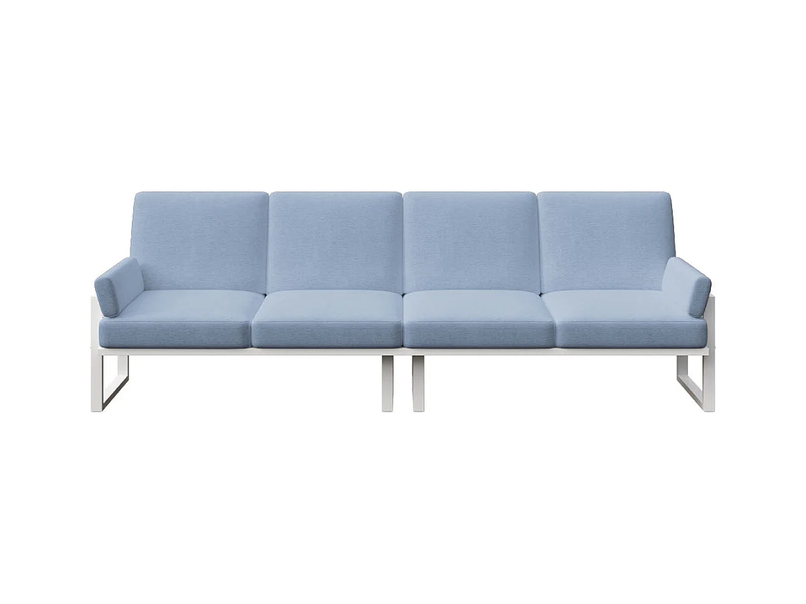 Soledo 4-zitsbank in lichtblauw - wit frame