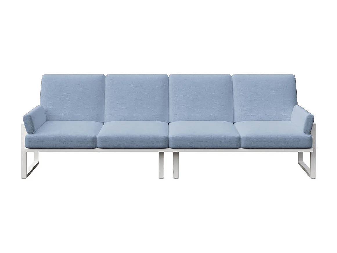 Soledo 4-zitsbank in lichtblauw - wit frame