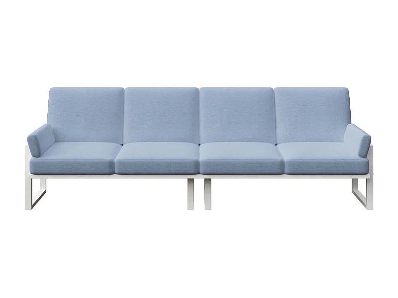 Soledo 4-zitsbank in lichtblauw - wit frame