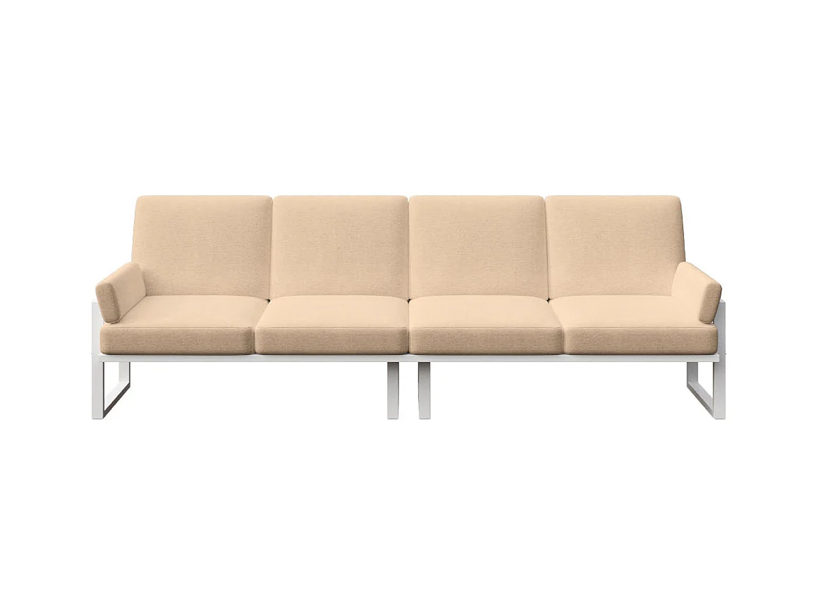 Canapé 4 places Soledo Cappucino - Cadre blanc