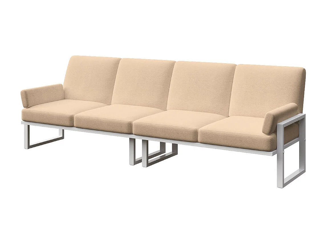 Soledo 4-zitsbank cappuccino - wit frame