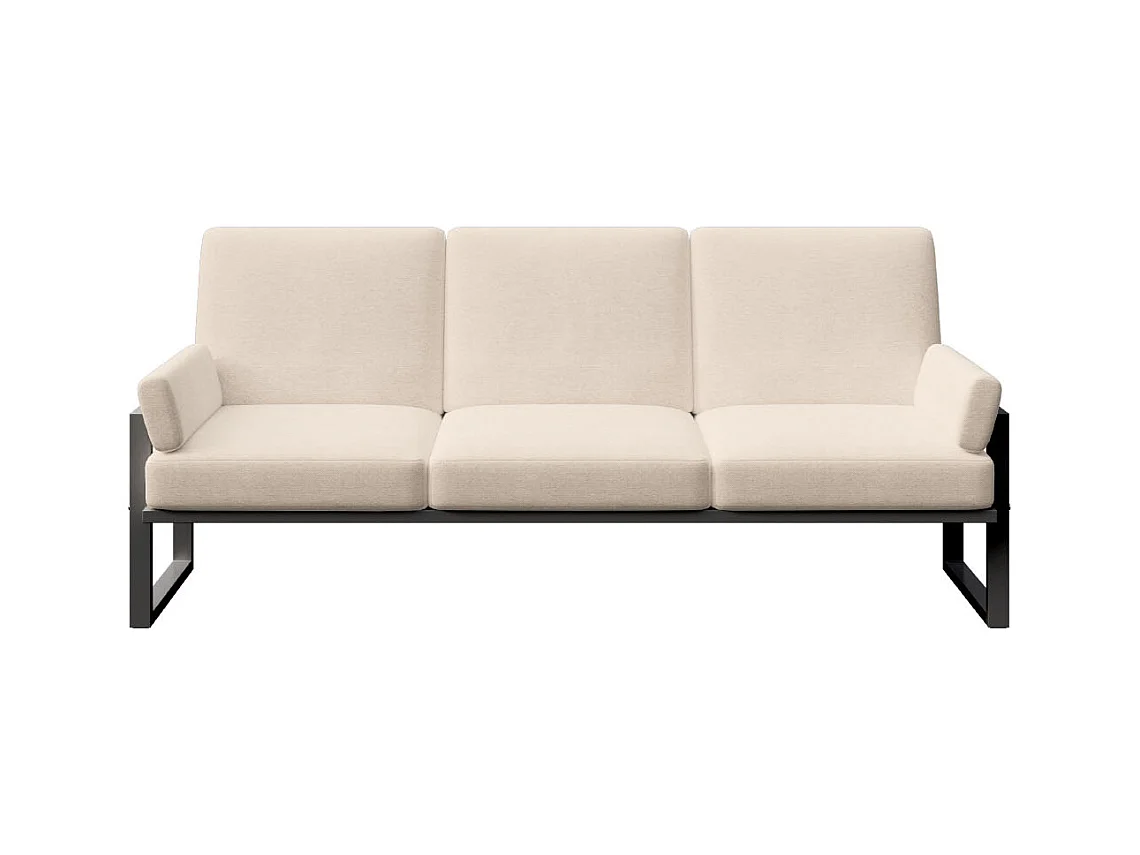 Canapé 3 places Soledo Beige clair - Cadre anthracite