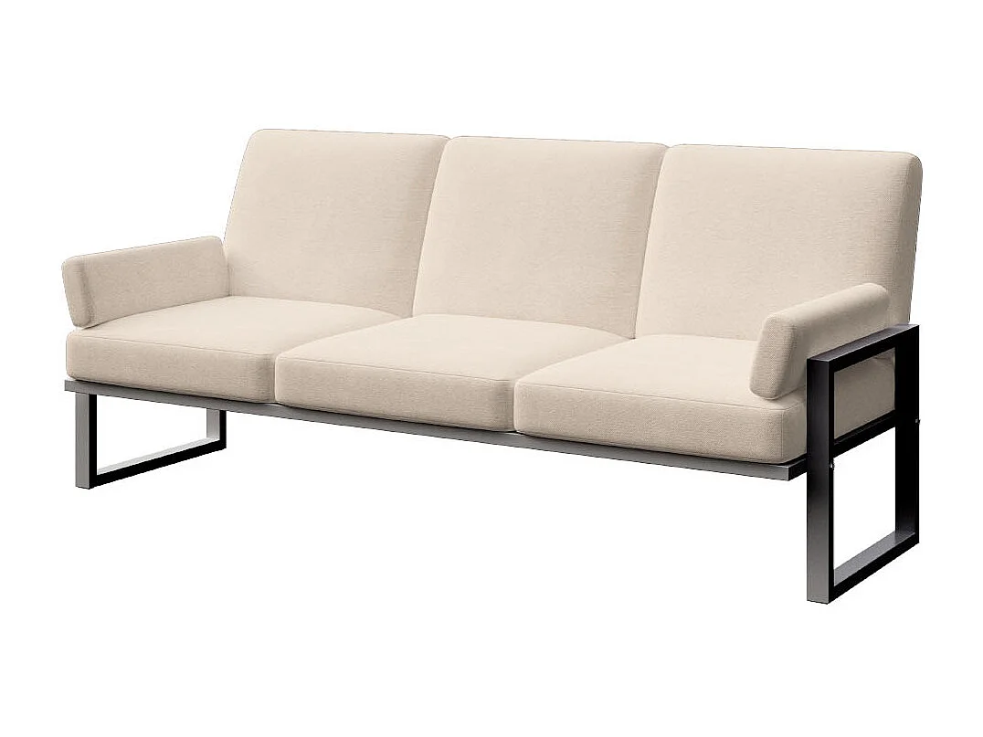 Canapé 3 places Soledo Beige clair - Cadre anthracite