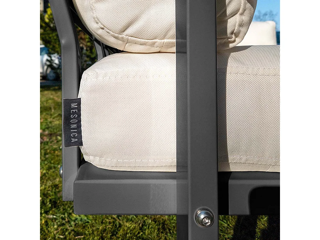 Canapé 3 places Soledo Beige clair - Cadre anthracite