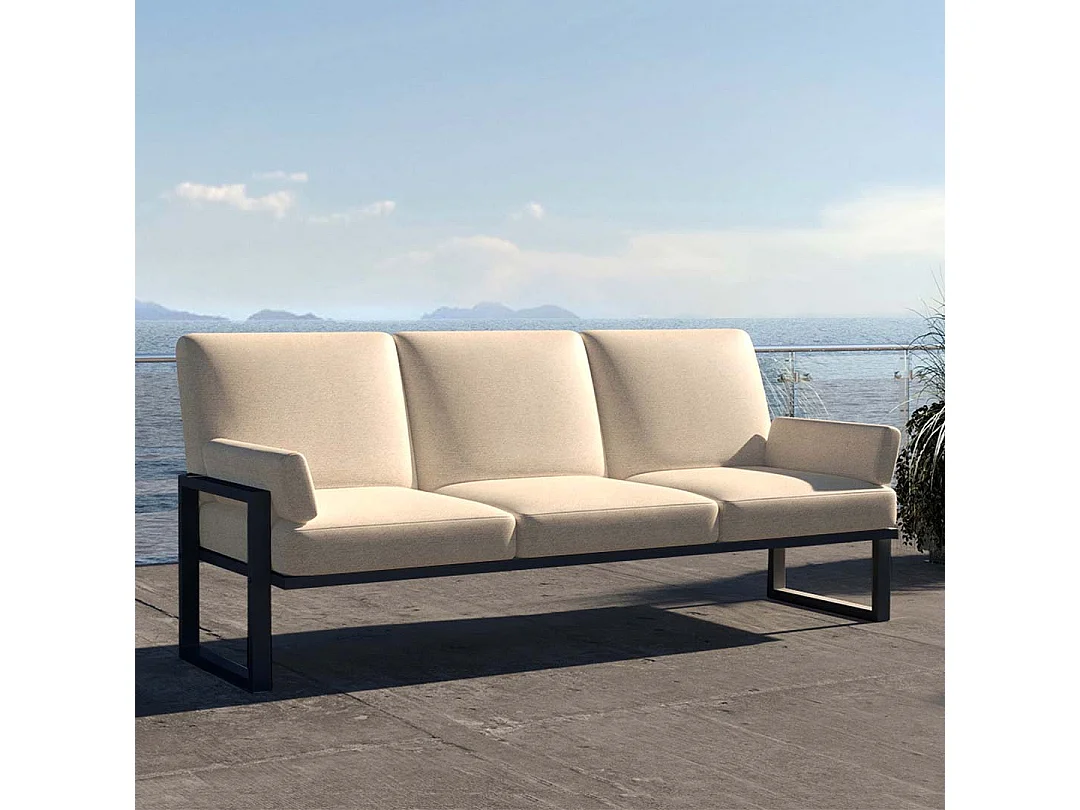 Canapé 3 places Soledo Beige clair - Cadre anthracite