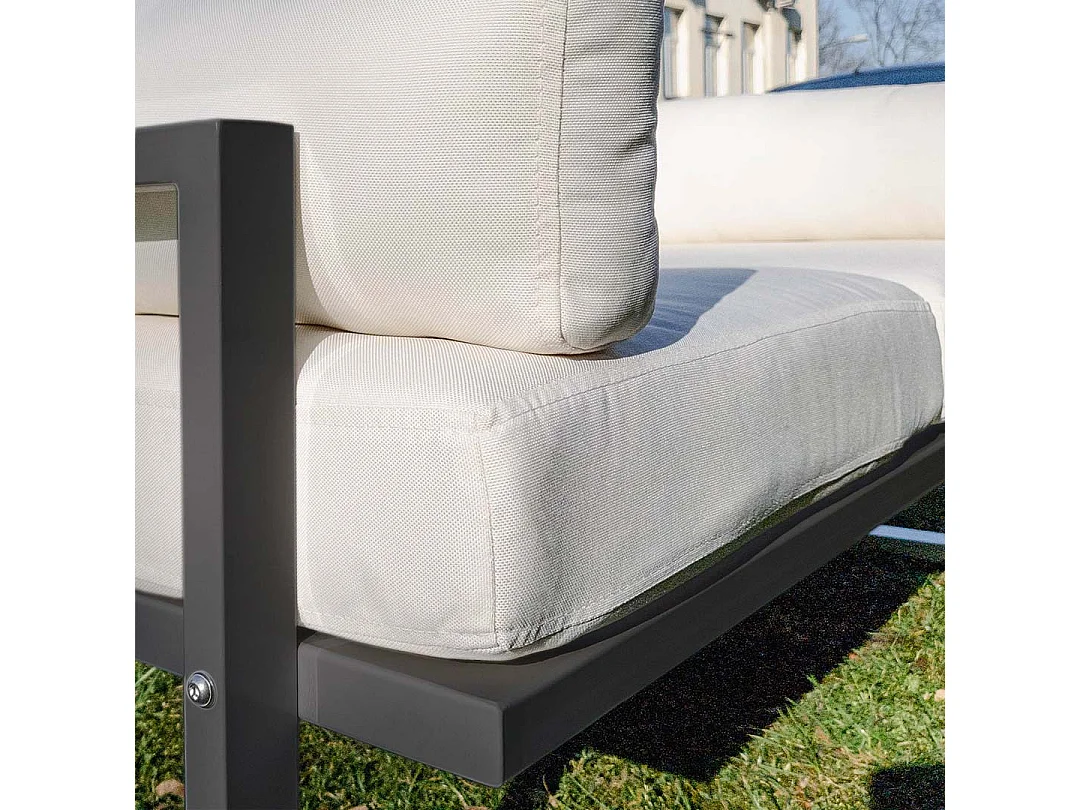 Canapé 3 places Soledo Beige clair - Cadre anthracite