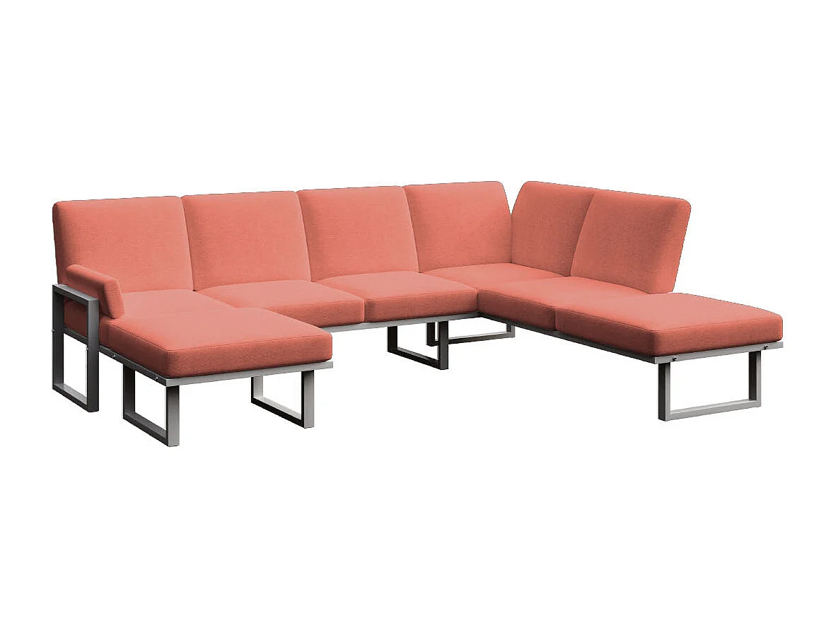 Soledo Canapé panoramique Corail - Cadre Anthracite