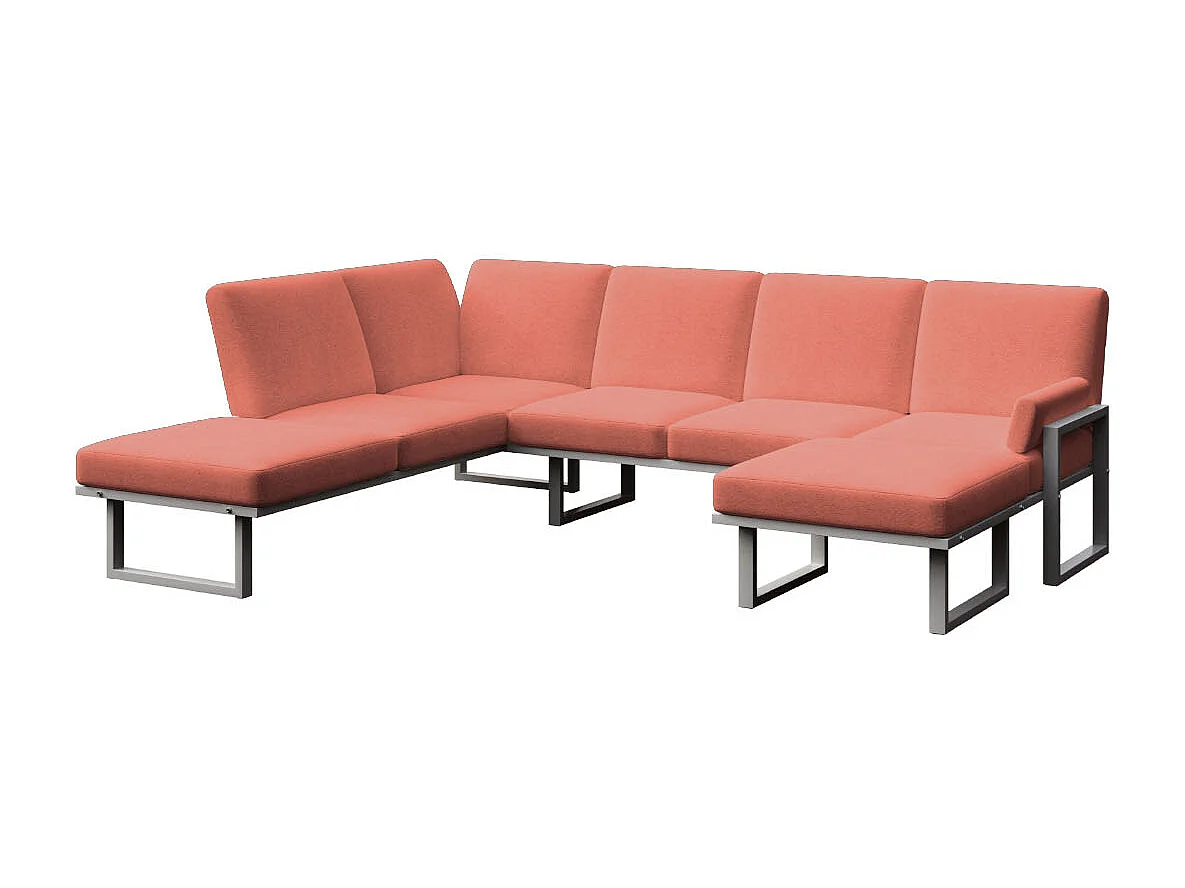 Soledo Canapé panoramique Corail - Cadre Anthracite