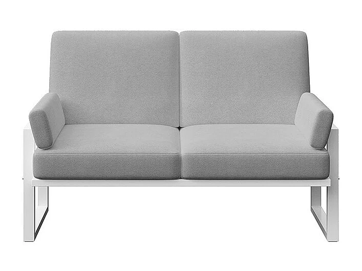 Soledo 2-zitsbank in lichtgrijs - wit frame