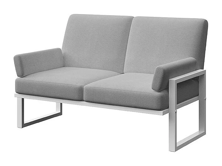 Soledo 2-zitsbank in lichtgrijs - wit frame
