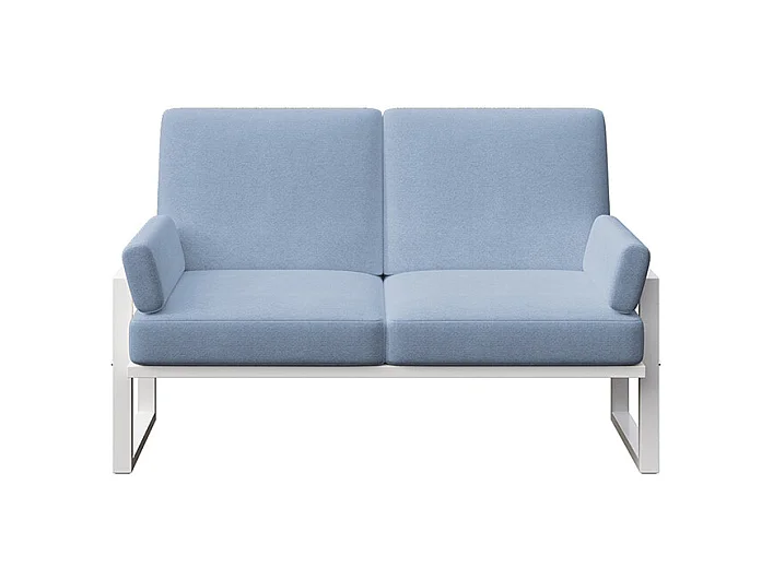 Soledo 2-zitsbank in lichtblauw - wit frame