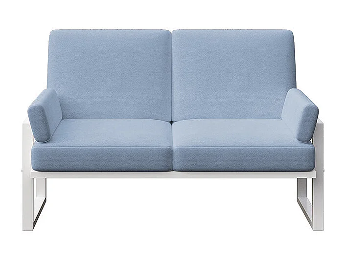 Soledo 2-zitsbank in lichtblauw - wit frame