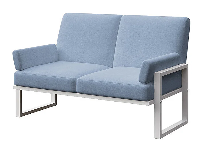 Canapé 2 places Soledo Bleu clair - Cadre blanc