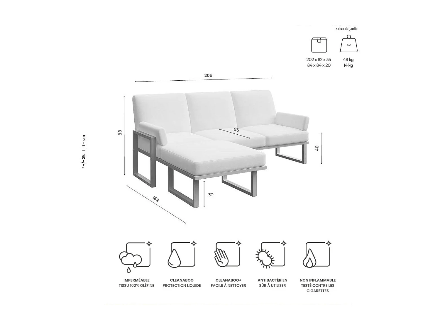 Soledo hoekbank diepgroene - wit frame