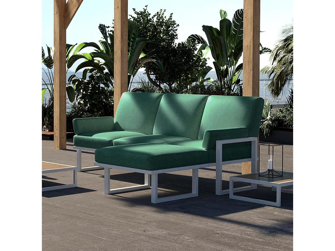 Soledo hoekbank diepgroene - wit frame