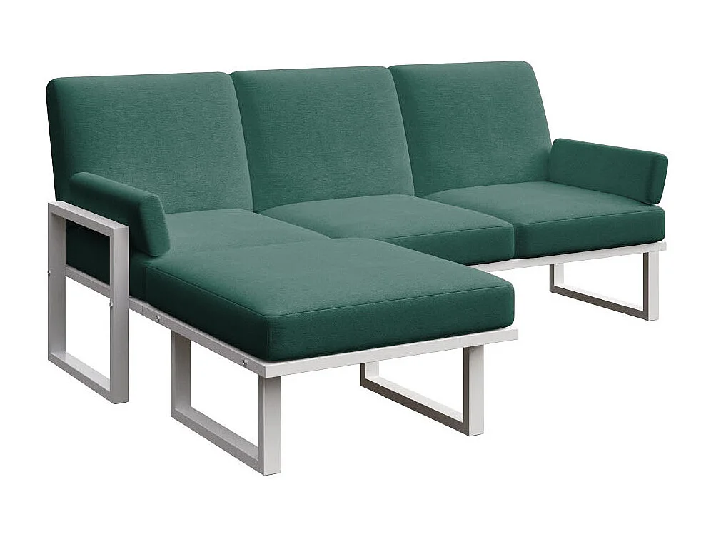 Soledo hoekbank diepgroene - wit frame