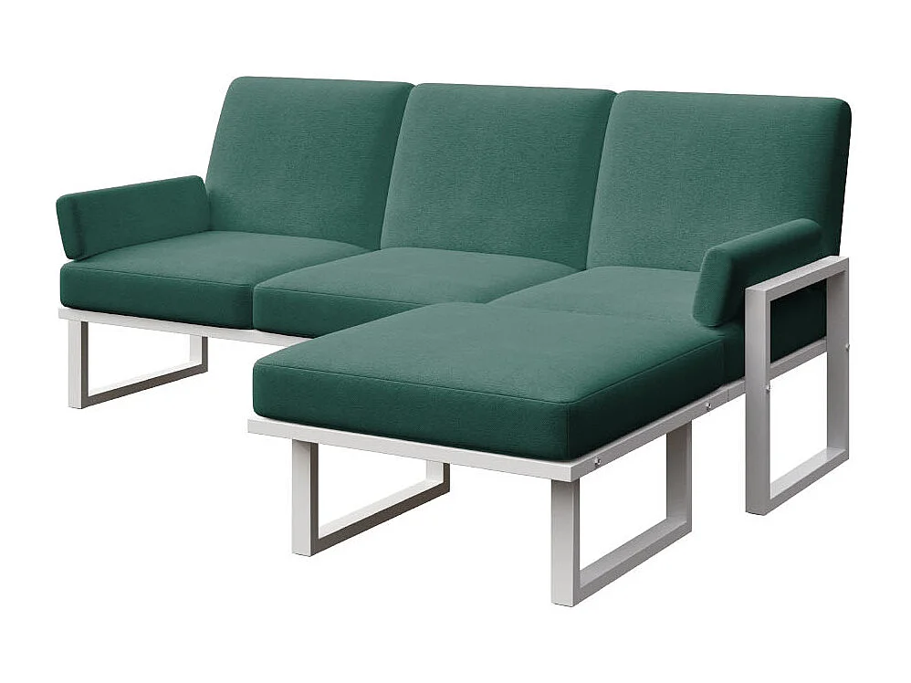 Soledo hoekbank diepgroene - wit frame