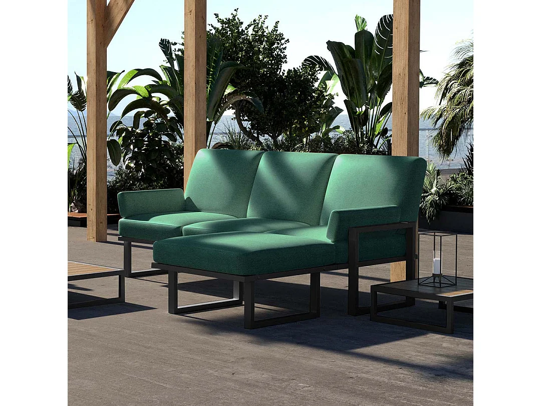 Soledo hoekbank diepgroene - antraciet frame