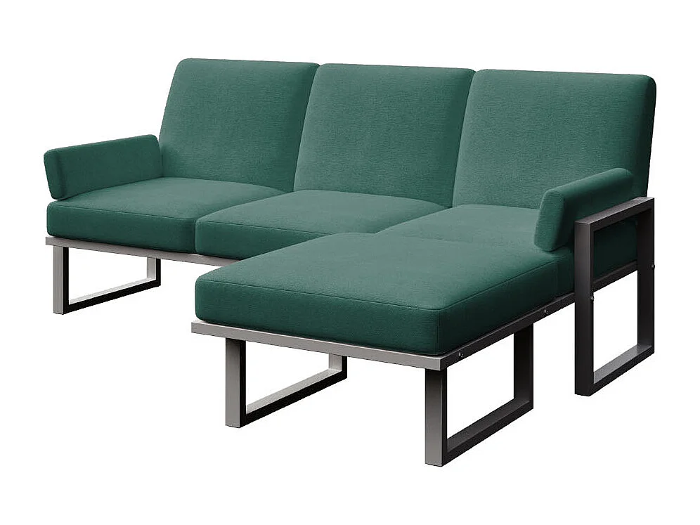 Soledo hoekbank diepgroene - antraciet frame