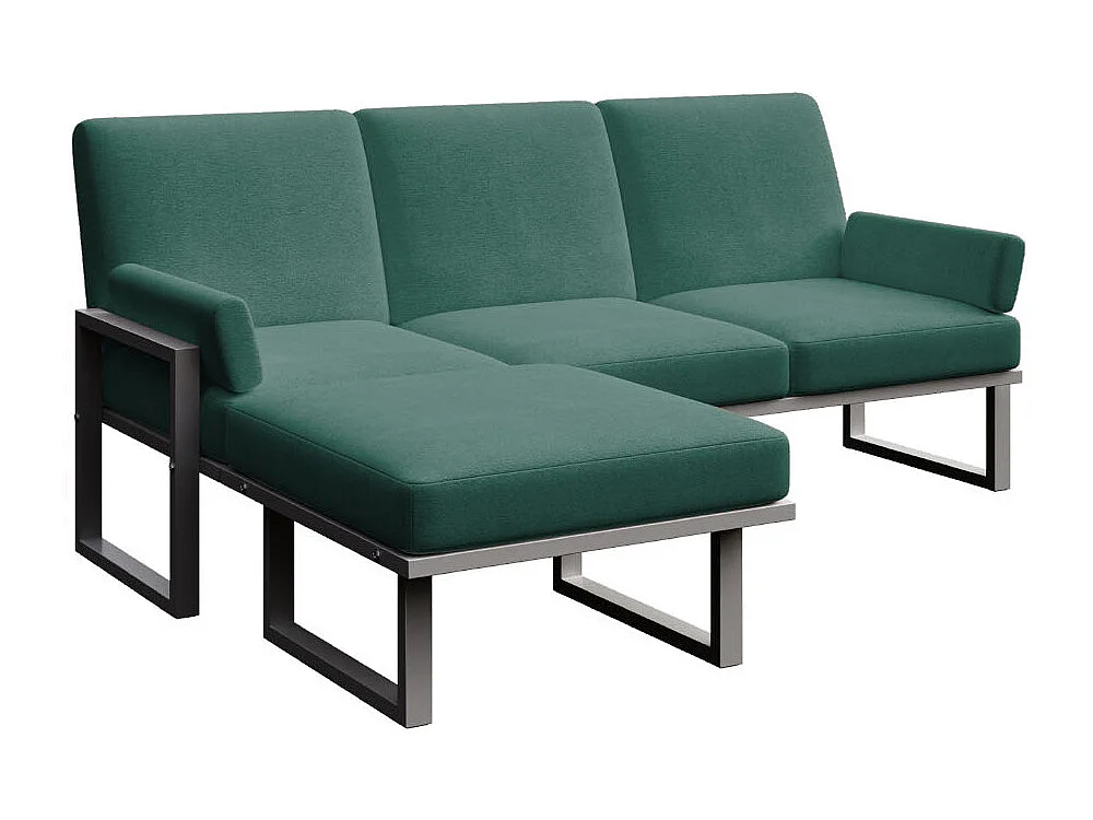 Soledo hoekbank diepgroene - antraciet frame