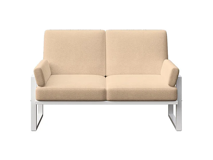 Canapé 2 places Soledo Cappucino - Cadre blanc