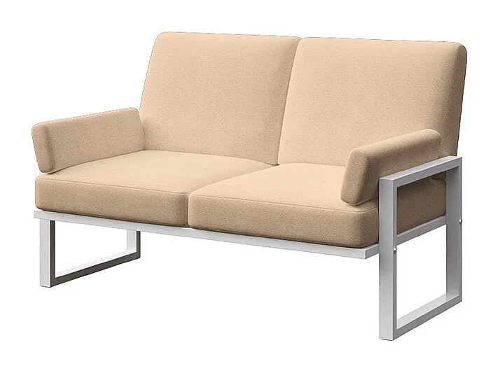 Soledo 2-zitsbank cappuccino - wit frame