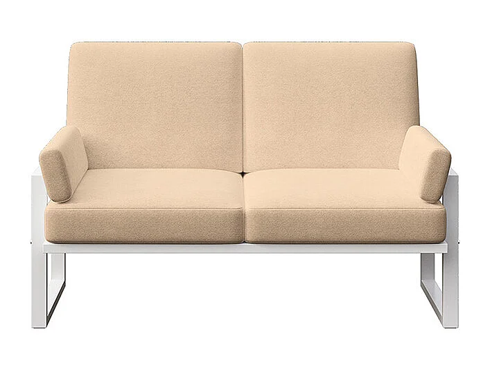 Soledo 2-zitsbank cappuccino - wit frame