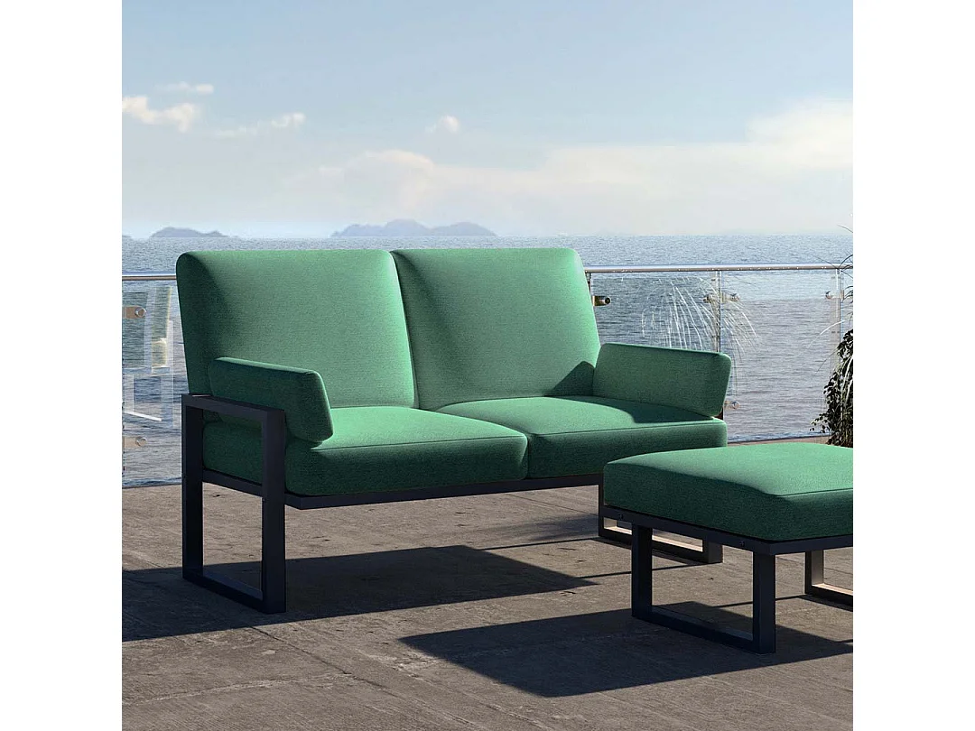 Soledo 2-zitsbank in diepgroen - antraciet frame