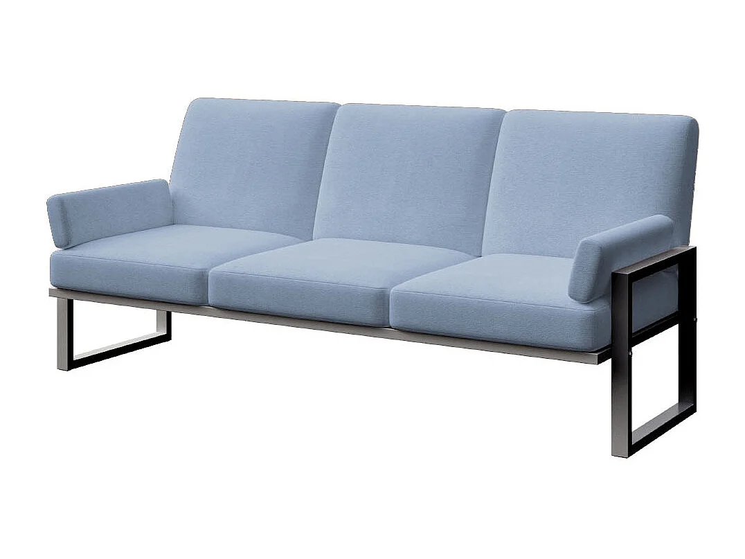 Soledo 3-zitsbank in lichtblauw - antraciet frame
