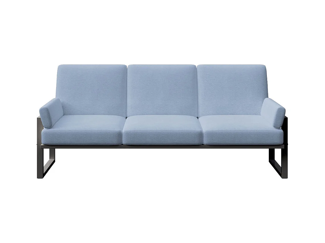 Canapé 3 places Soledo Bleu clair - Cadre anthracite