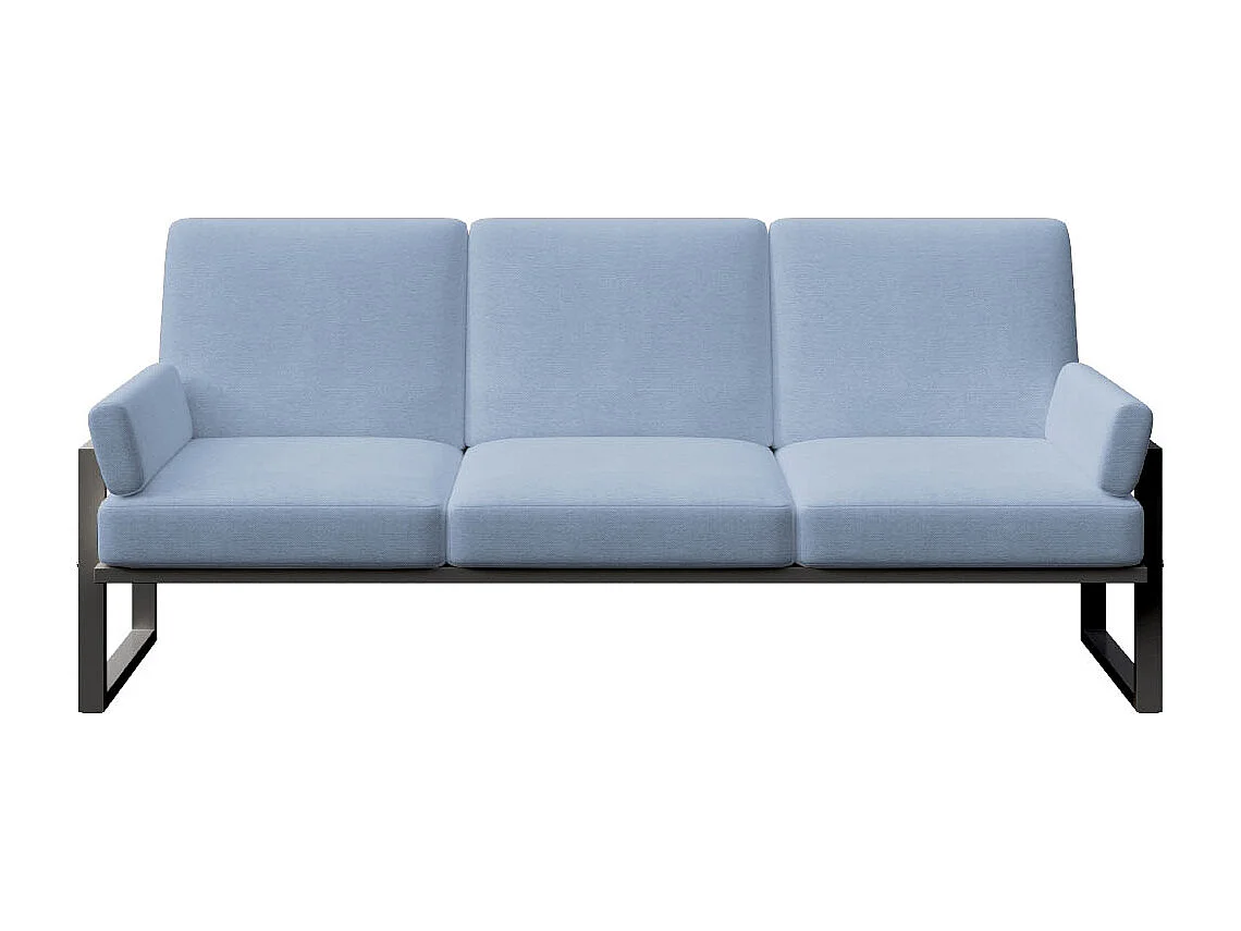 Soledo 3-zitsbank in lichtblauw - antraciet frame