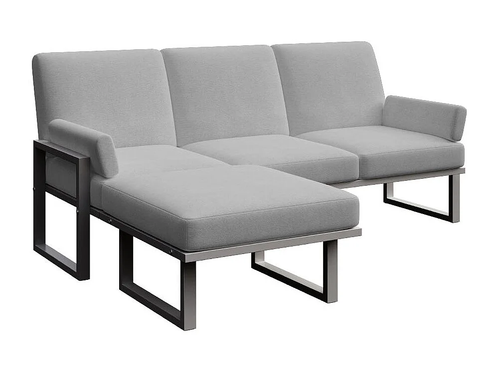 Soledo Canapé d'angle Gris clair - Cadre Anthracite