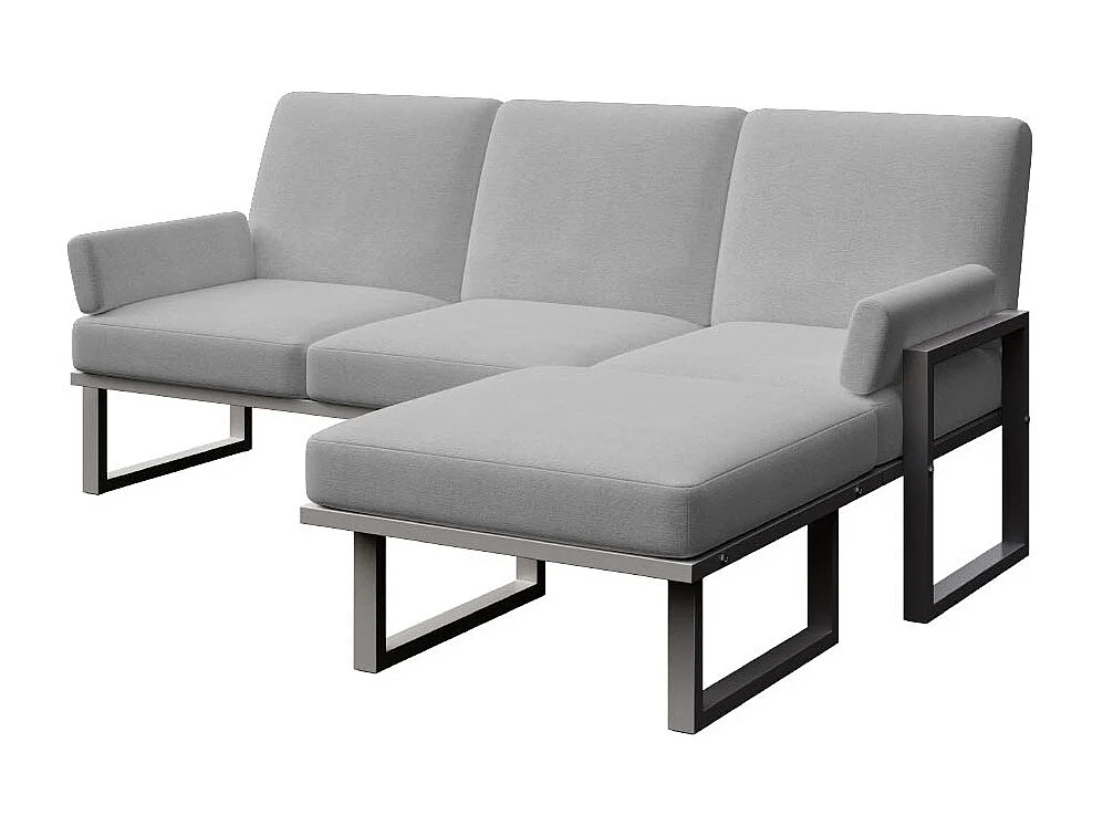 Soledo Canapé d'angle Gris clair - Cadre Anthracite