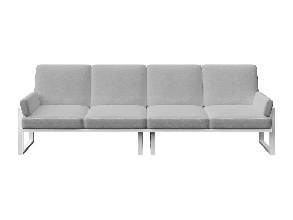 Soledo 4-zitsbank, lichtgrijs - wit frame