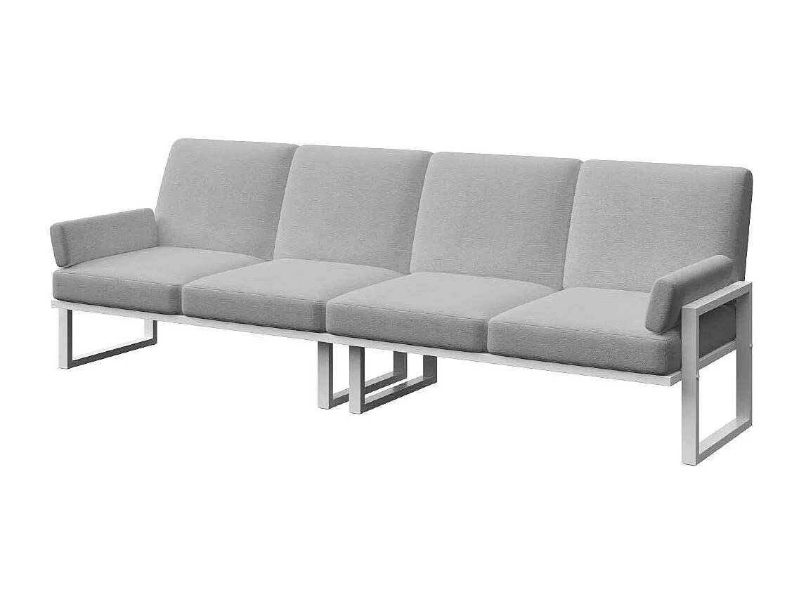 Soledo 4-zitsbank, lichtgrijs - wit frame