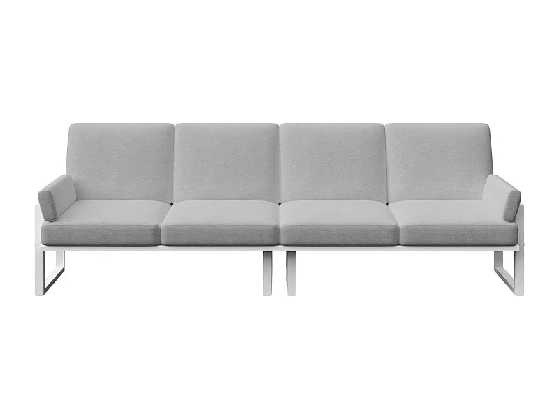 Soledo 4-zitsbank, lichtgrijs - wit frame