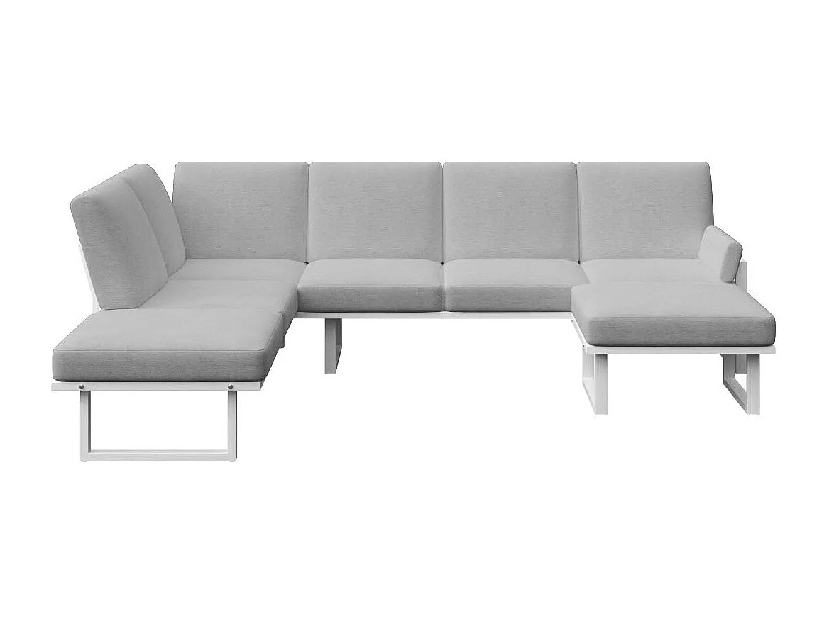 Soledo panoramische bank lichtgrijs - wit frame