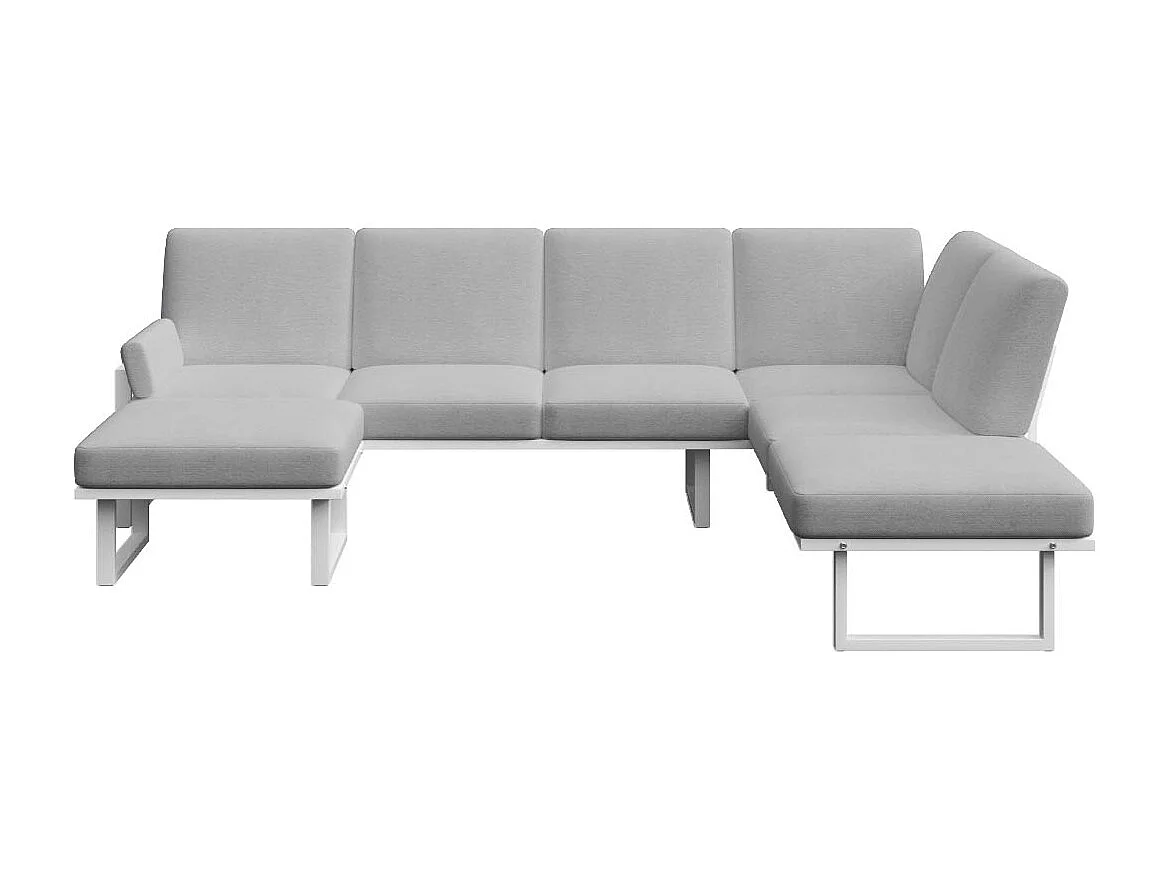 Soledo panoramische bank lichtgrijs - wit frame