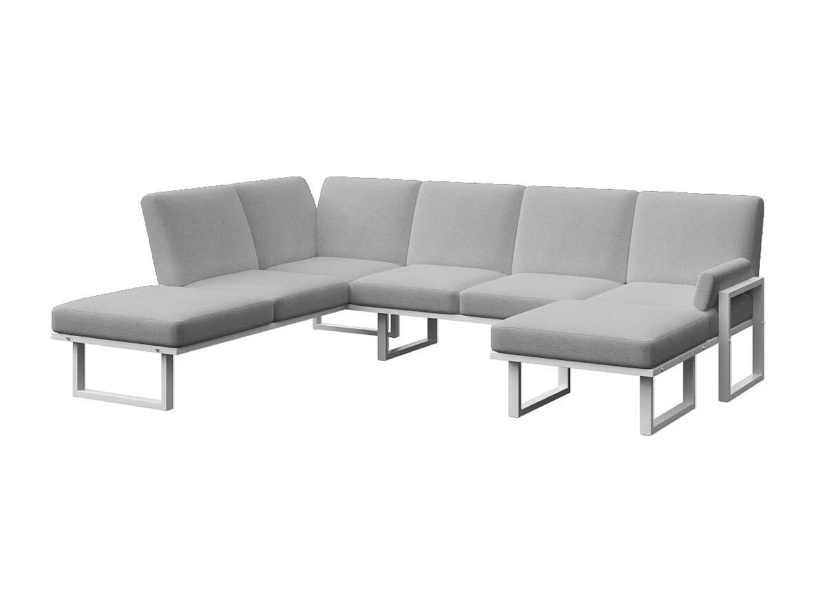 Soledo panoramische bank lichtgrijs - wit frame