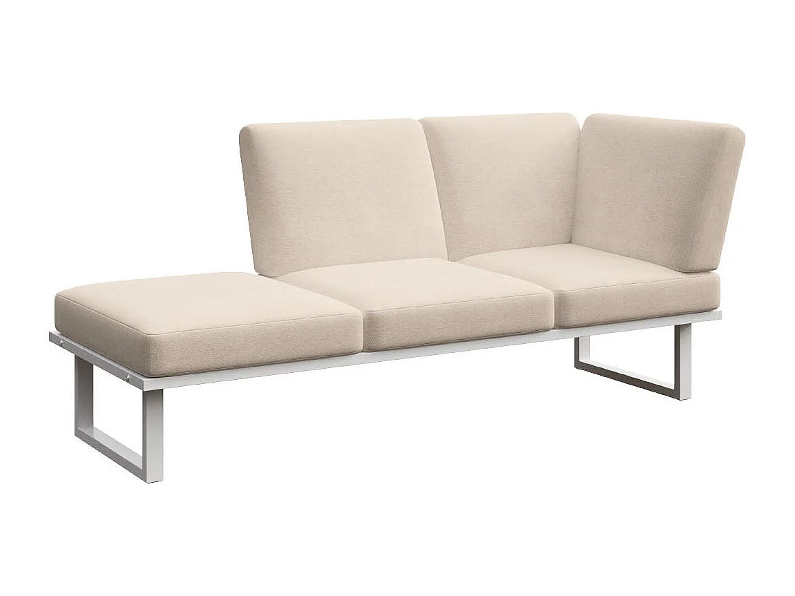 Méridienne Soledo Beige clair - Cadre blanc