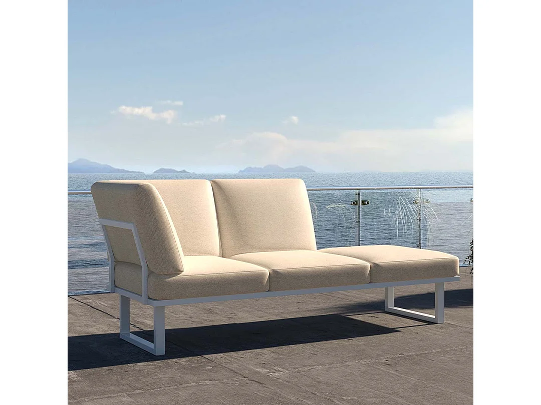 Soldeo ligstoel chaise longue lichtbeige - wit frame