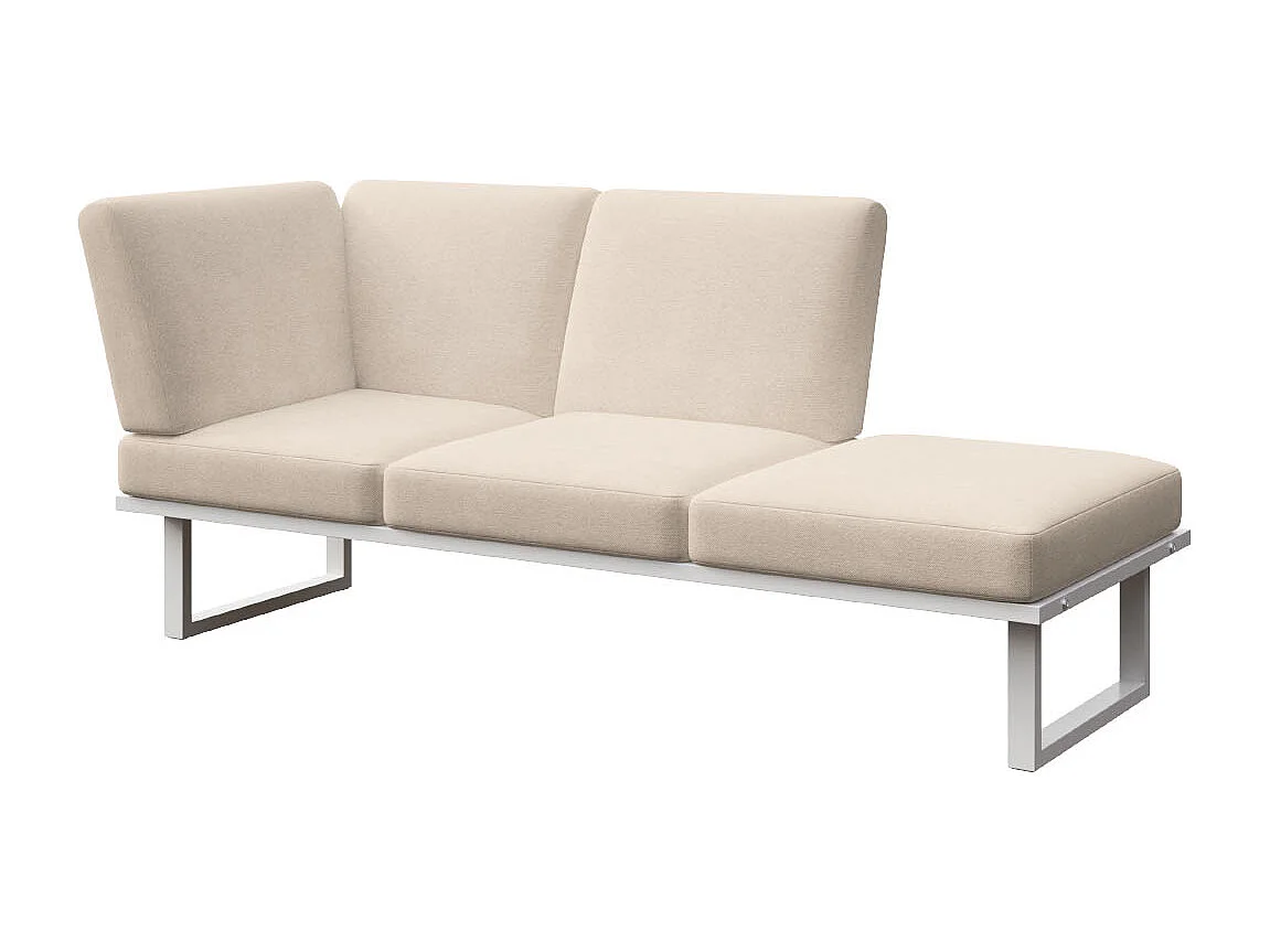 Soldeo ligstoel chaise longue lichtbeige - wit frame