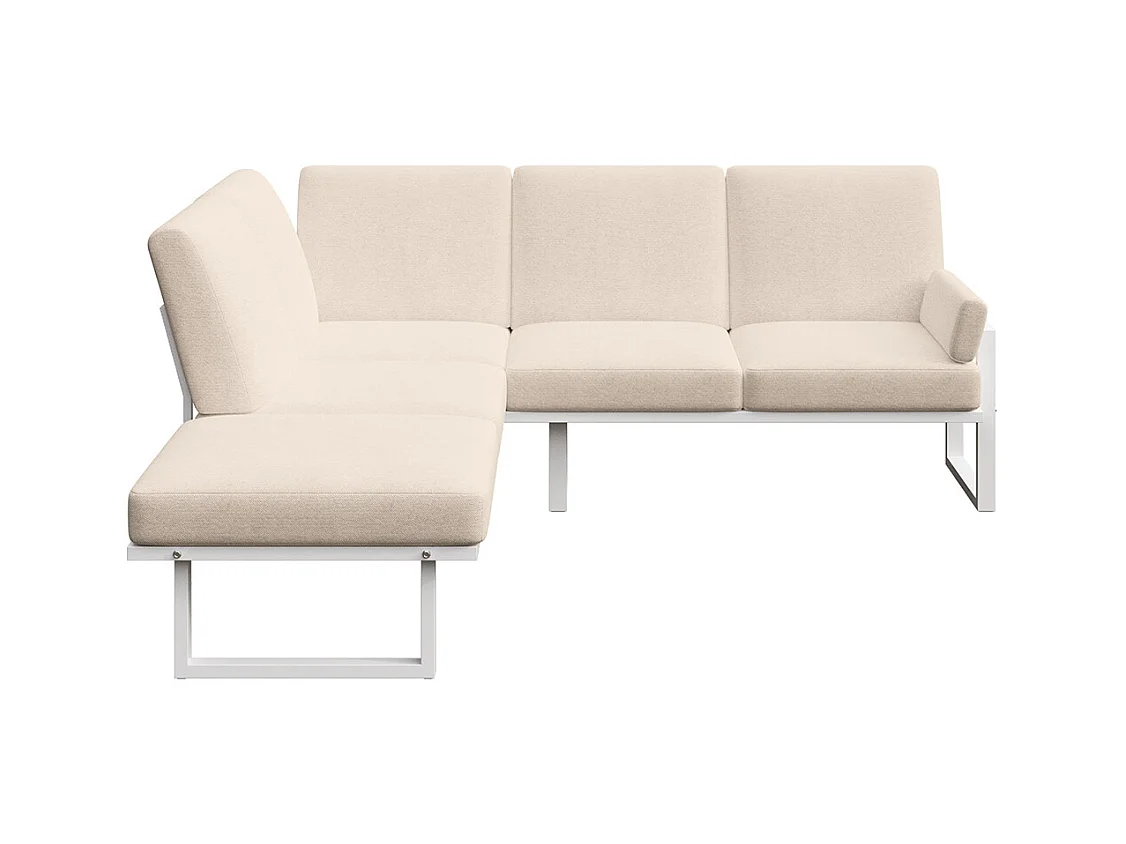 Soledo Canapé panoramique Beige clair - Cadre blanc