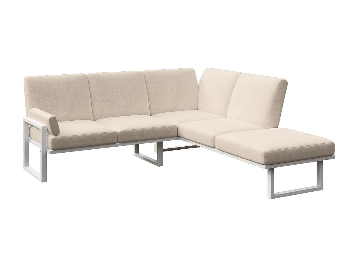 Soledo Canapé panoramique Beige clair - Cadre blanc