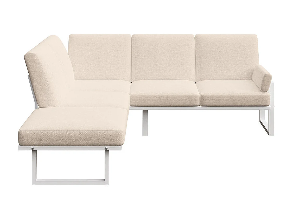 Soledo Canapé panoramique Beige clair - Cadre blanc