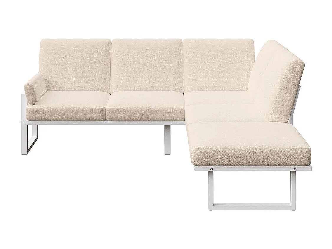 Soledo Canapé panoramique Beige clair - Cadre blanc