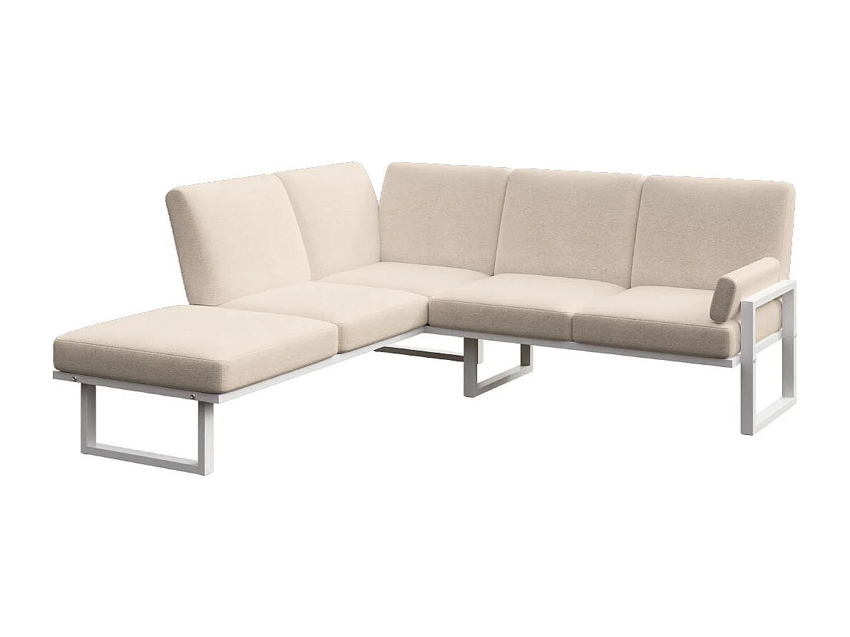 Soledo Canapé panoramique Beige clair - Cadre blanc