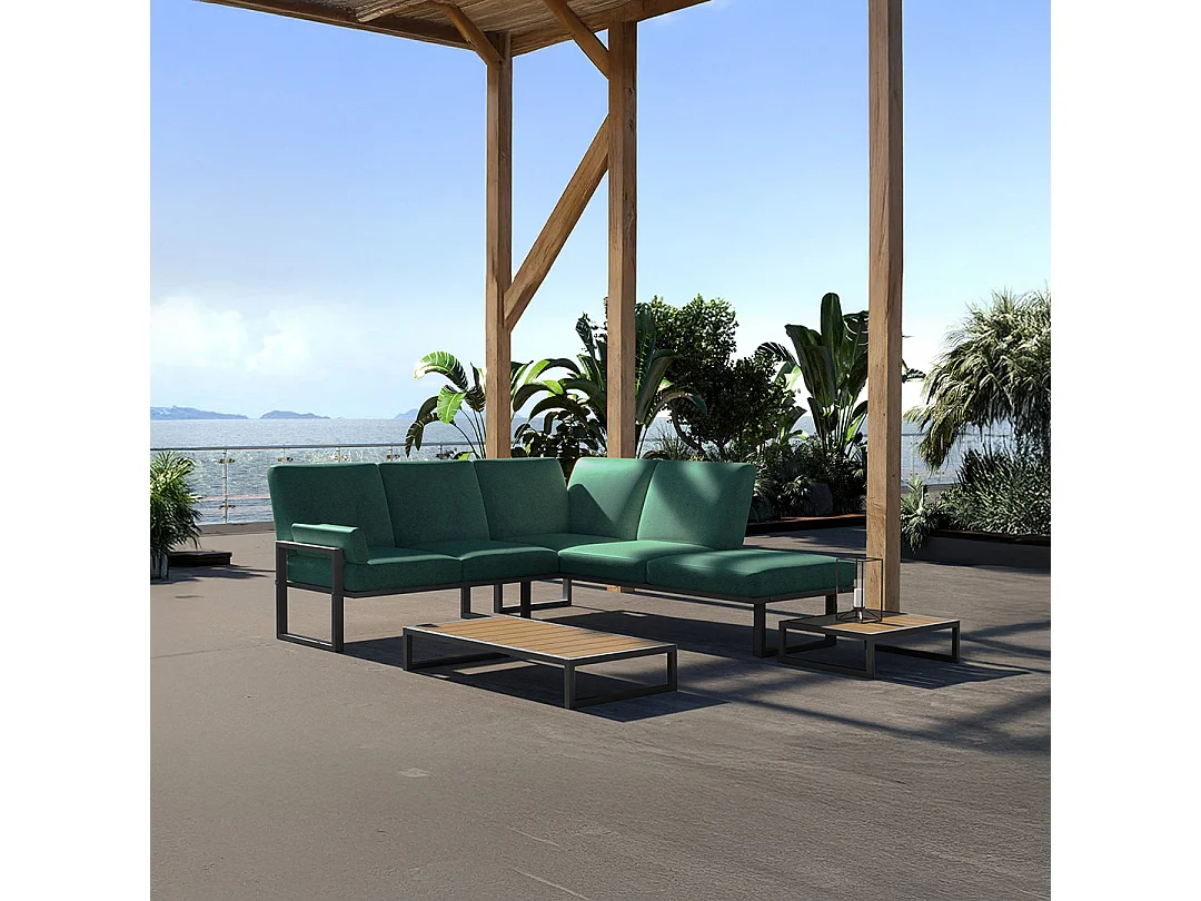 Soledo panoramische bank diepgroen - antraciet frame