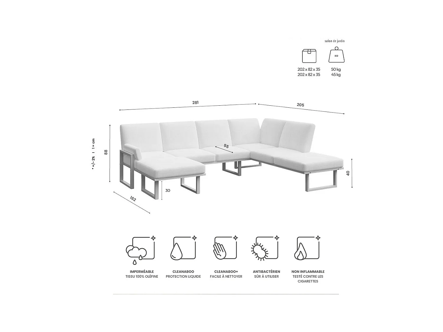 Soledo panoramische bank diepgroen - antraciet frame