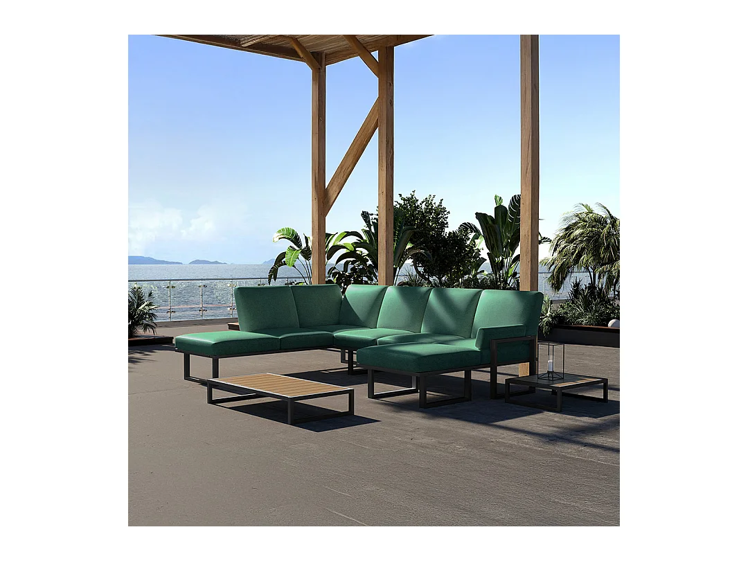 Soledo panoramische bank diepgroen - antraciet frame